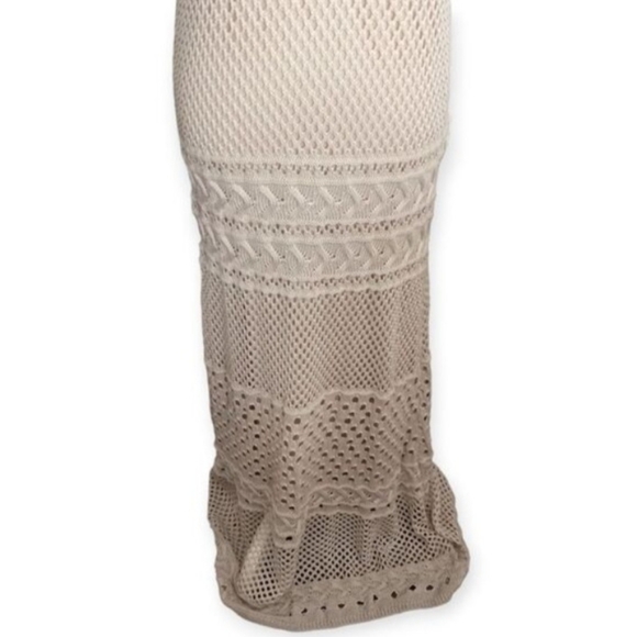 Anthropology Solitaire Cream/Tan Crochet Maxi Dress Sz.L EUC. - Picture 4 of 11